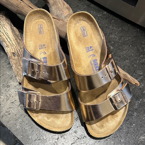 Birkenstock Gold Metallic Sandals - Picture 1 of 5